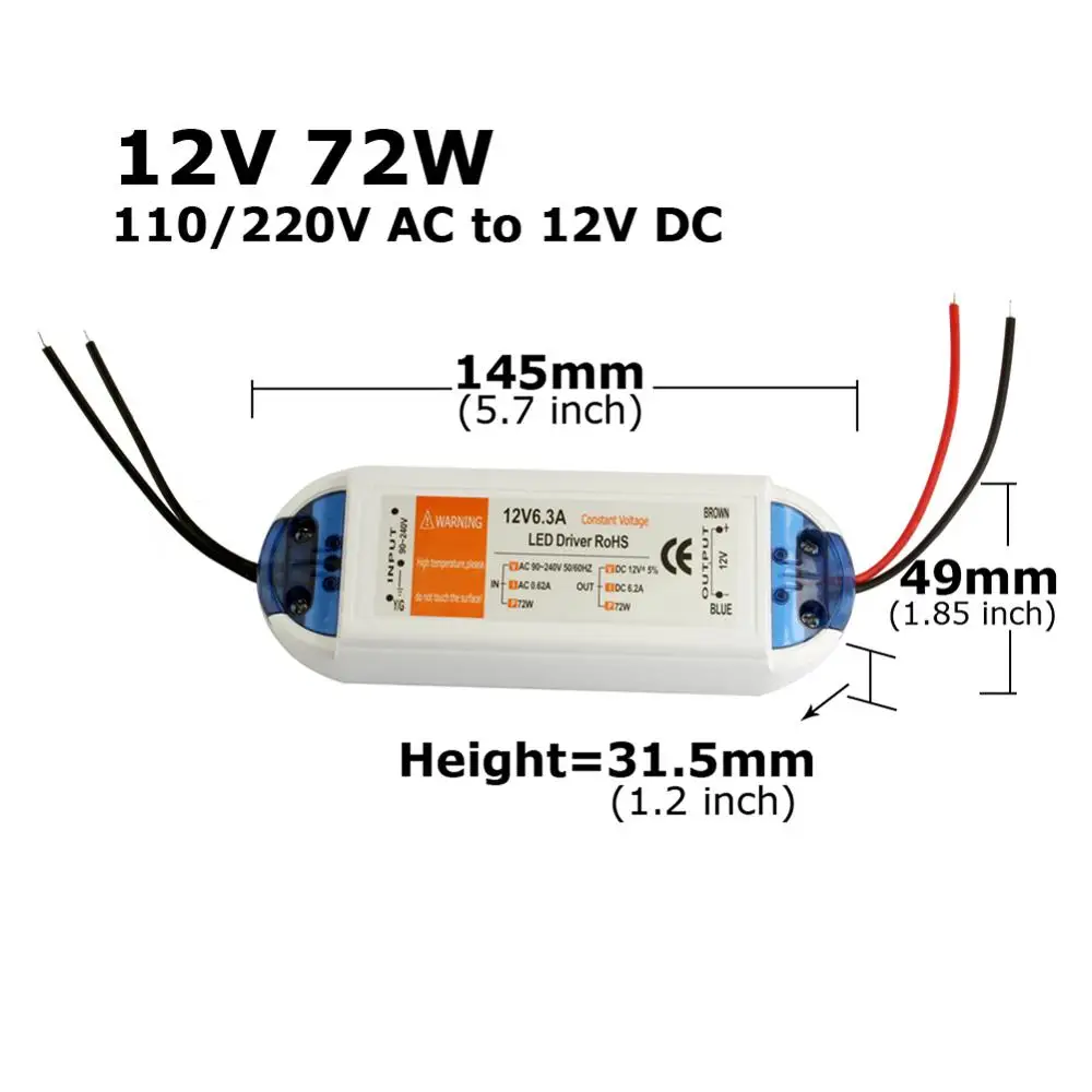 12V LED Driver DC 12 Volt Power Supply 18W 28W 48W 72W 100W Power Adapter Lighting Transformer 220V 12V 5V Power Supply