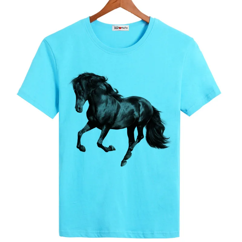 Hot Sale Good luck Black horse T-shirt men's new trendy handsome tshirt Brand good quality compression tops