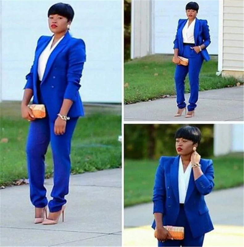 

Business Pant Suits for Women Plus Size Royal Blue Custom Made Ladies Pantsuit Blazer+Pants for Work Pantsuit for Wedding Party