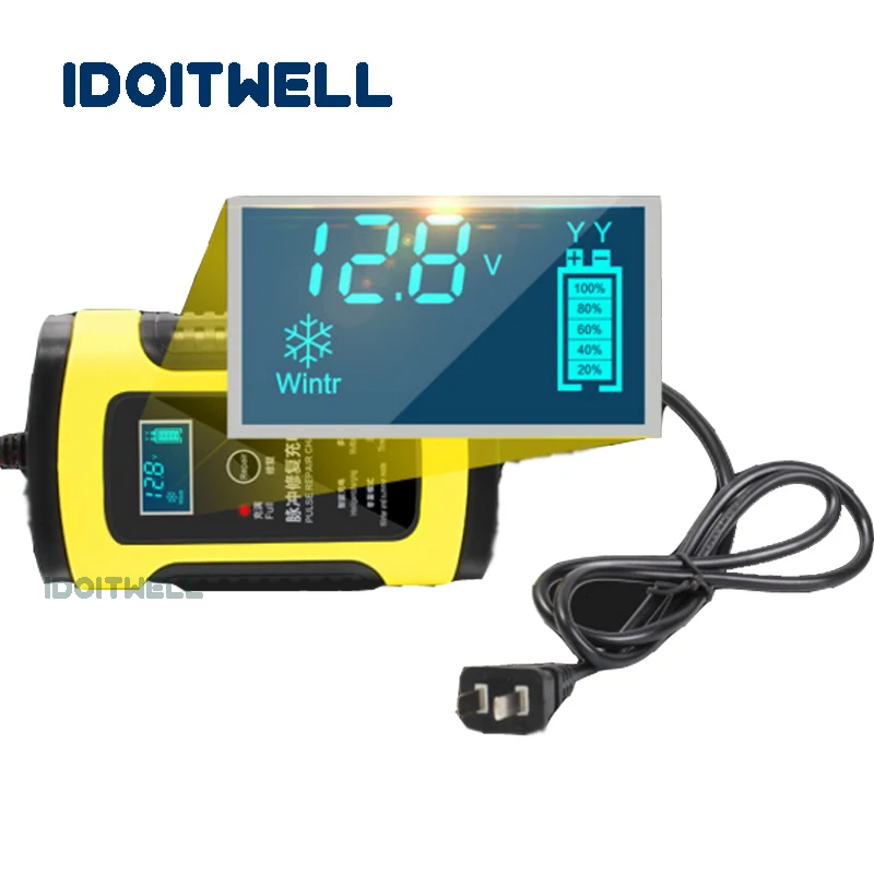 Reparação de pulso 12v carregador de bateria de chumbo-ácido 12v 6a display lcd automático vrla sla agm gel 12 volts carregador de bateria de chumbo-ácido