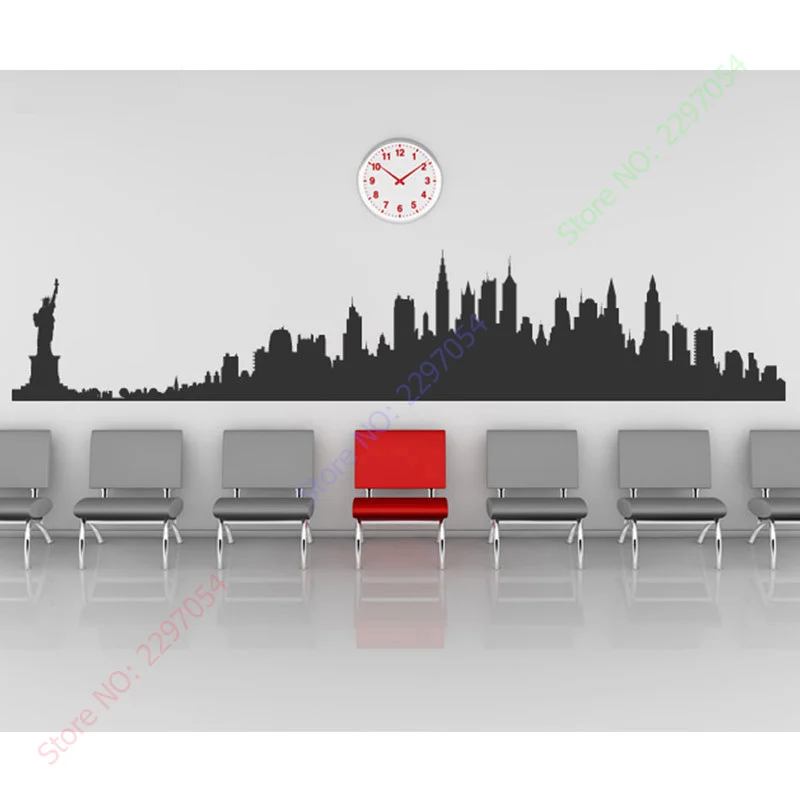 New York City Skyline Wall Stickers, America, USA Places, Wall Art Decal, Transfers Custom Made Color, 4 Sizes