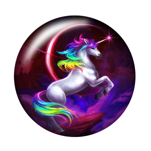 DB0461 New Unicorn Horse 10pcs Round 18mm snap buttons photo glass cabochon for snap jewelry bracelets necklace wholesale