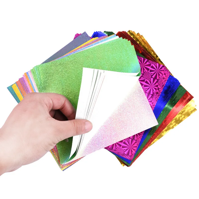 50pc/set Multicolor Square Origami Paper Single Side Shining Folding Solid Color Papers DIY Scrapbooking Art Crafts Decoration