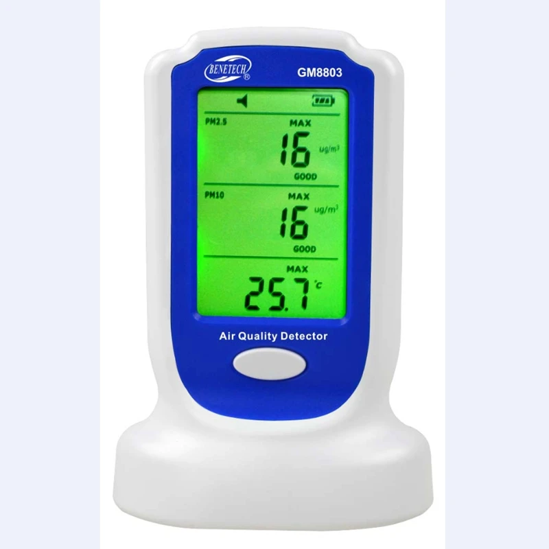 Portable PM2.5 PM10 Digital Air Quality Monitor LCD Air Quality Gas Detector Alarm Analyzer Indoor Temperature Humidity Meter