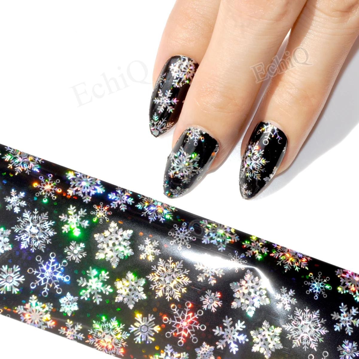 100cm*4cm Christmas Snowflake Holographic Laser Snake Skin Nail Foils Shinning Laser Colorful Nail Art Transfer Sticker Paper