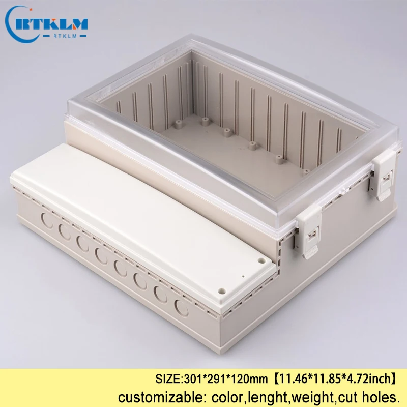 Electrical ABS Plastic Instrument Box Waterproof Plastic Enclosure IP68 Transparent Cover Plastic Project Case 301*291*120mm