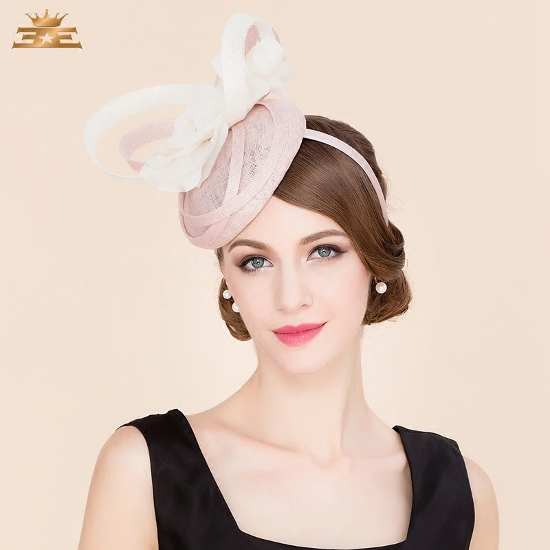 Lady New Fedoras Cap Women Fashion Summer British Linen Hat and Noble Banquet Small Cap  Fashion Party Hat B-4839