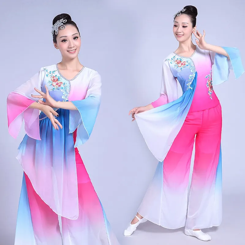 Vêtements Yangko classiques Hanfu de style chinois pour femmes, costume de danse pour fan, vêtements de performance de danse nationale, vêtements de danse carrée