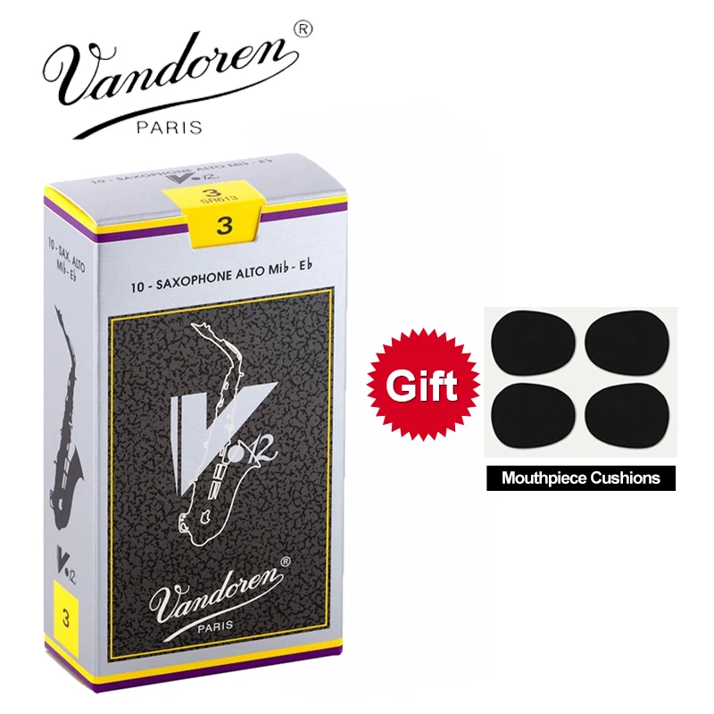 Original France Vandoren V12 Alto Sax Reeds / Saxophone Alto Eb Reeds Strength 2.5#, 3#,3.5# Grey Box of 10 [With Gift]