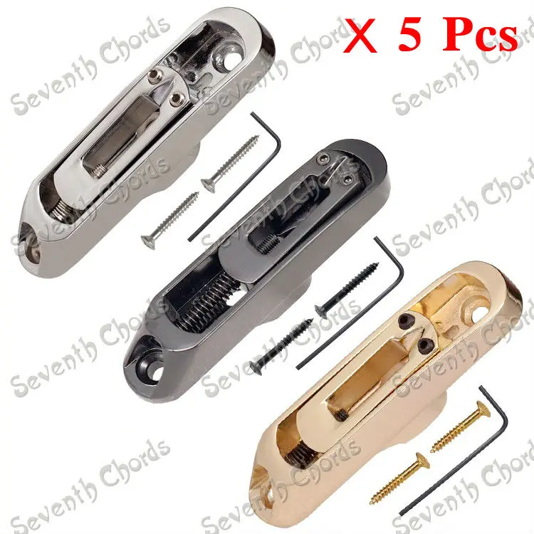 A Set of 5 Pcs Individual Bridge Saddles Tailpiece for 5 String Bass Guitar Replacement parts -  Chrome - Black - Gold  choose