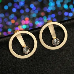 2019 New Exaggerated Fashion Personality Geometric Circle Rhinestone Rear Hanging Earrings Jewelry Accessories Luxury Brand