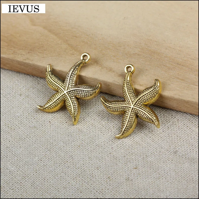 6 Pieces/Lot 26mm*23mm antique gold color sea animal starfish charm diy handmade craft star For Jewelry Making