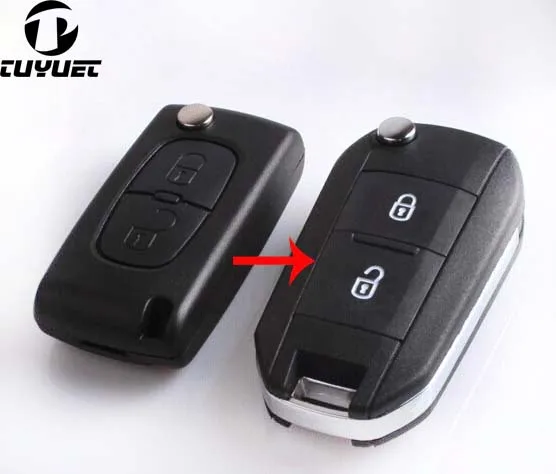 FOB Keyless Entry Key Case For Peugeot 307 308 408 2 Buttons Modified Folding Flip Remote Key Shell VA2 Blade without Groove