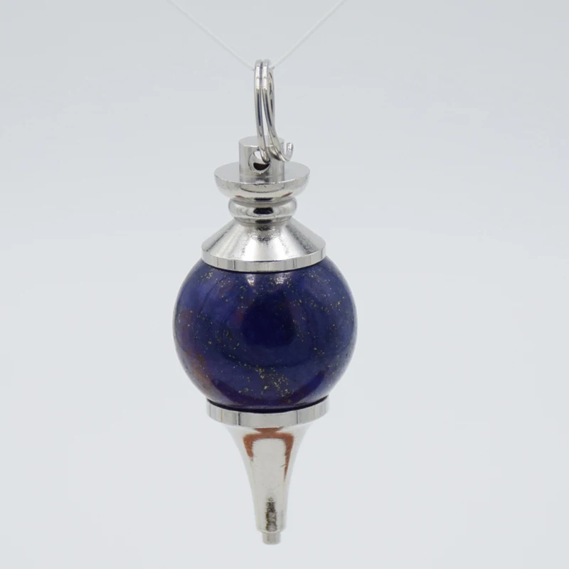 Natural Gem Stone Reiki Chakra Round Ball Lapis Lazuli Opal Tiger Eye Crystal Quartz Bead Pendulum Pendants for Healing Dowsing