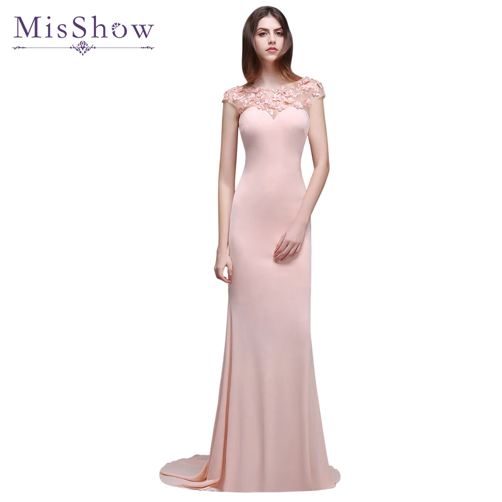 Crazy Price! in stock Appliques Pink Crystal Sexy Long Mermaid Evening Dresses Evening Party Dress Gowns robe de soiree 2 Styles