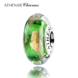 ATHENAIE Genuine Murano Glass 925 Silver Core Hot 18KT Gold Foill Charms Bead Fit tutti i braccialetti europei e collana regali fai da te