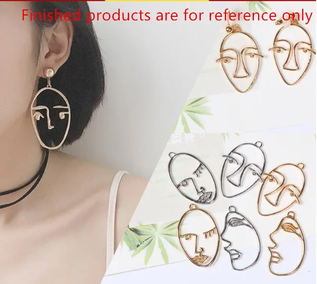 

diy jewelry making 50pcs/lot personality exaggeration cartoon human face shape alloy hollow charms fashion earring pendants