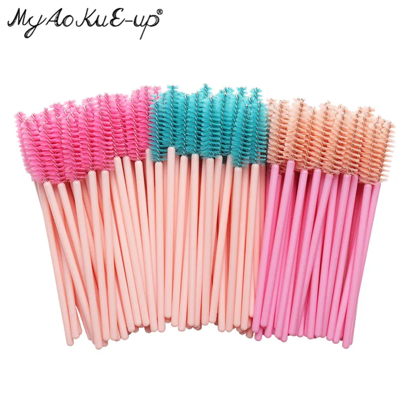 50 stücke Wimpern Pinsel Augenbraue Microbrush Für Mascara Zauberstab Weichen Kopf Wimpern Kosmetik Applikator Lash Verlängerung Make-Up Pinsel – Detail 4