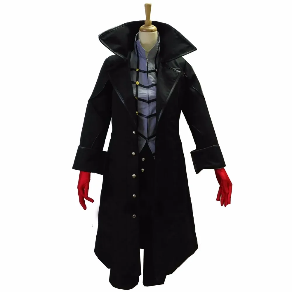 

2018 Persona 5 Leading Character Hero Male Outfit Black Jacket Shirt Pants Clothing Uniform Cosplay Costume with Red Gloves