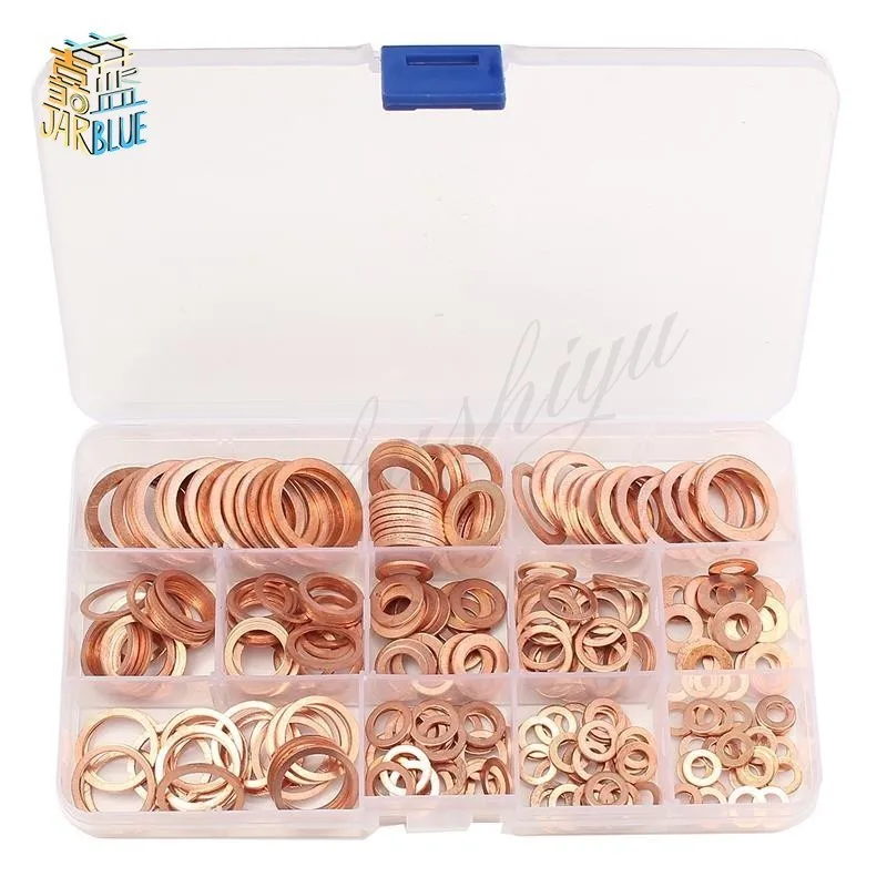 

120-280Pcs Copper Sealing Washer Solid Gasket Sump Plug Oil For Hardware Accessories Boat Crush Washer Flat Seal Ring Tool Kit