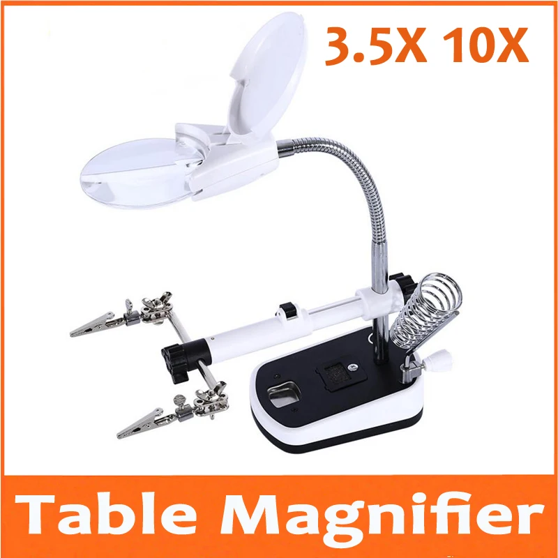 

3.5X 10X Table Lamp Style LED Illuminated Desk-top Welding Magnifier Magnifying Glass Cell Phone Circuit Board Repair 110V-220V