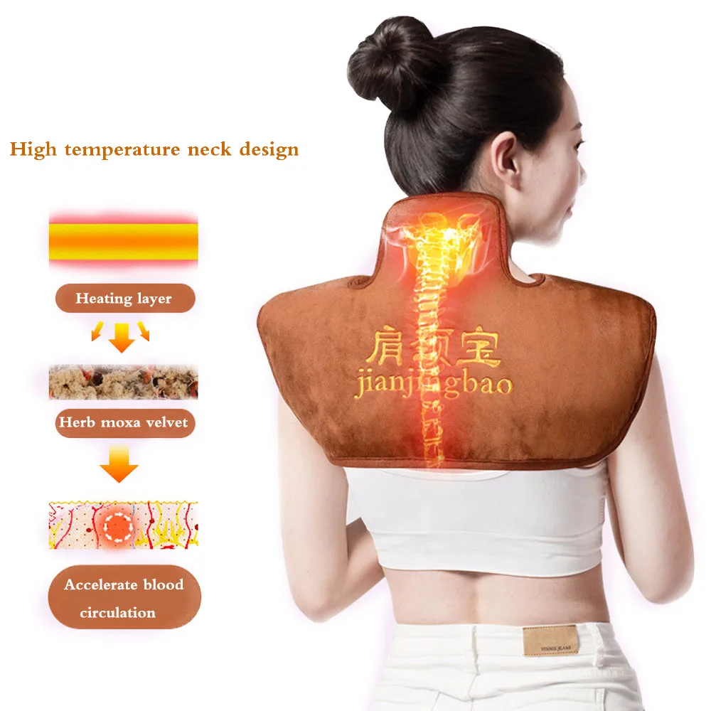 Electric Moxibustion Shawl Neck Cervical Shoulder Heating Pad Cervical Heating Blanket Multiple Protect for Shoulder neck pain