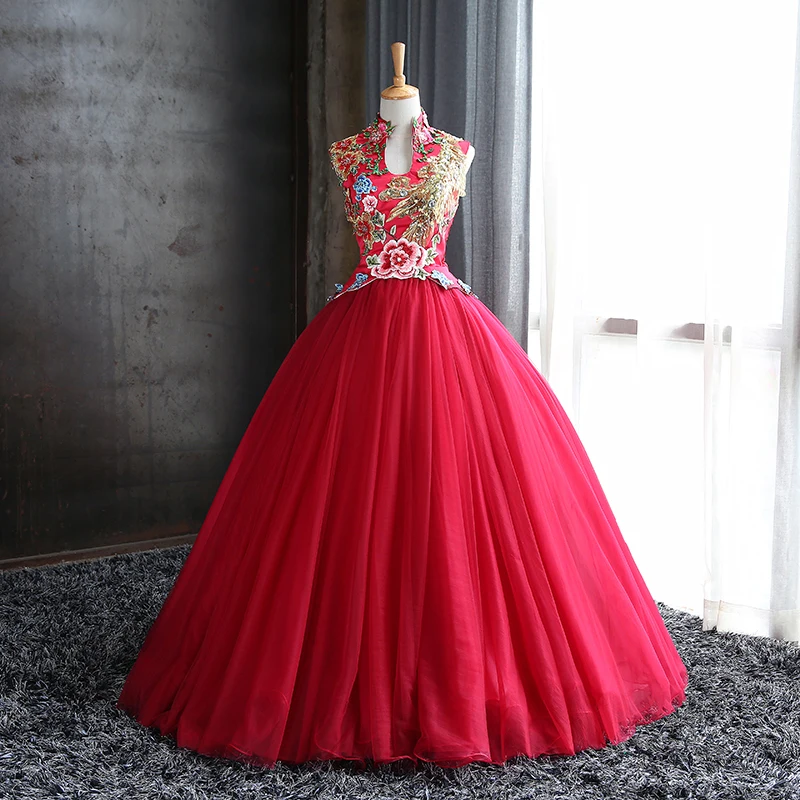 100%real wine red flower peacock beading court ball gown Medieval Renaissance Gown dress Victorian dress /princess Belle Ball