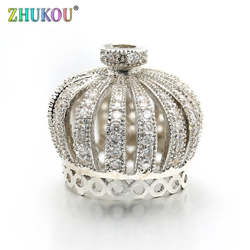 21*19mm Brass Cubic Zirconia Tassel Cap Pendant Charms for Diy Jewelry Findings Accessories, Hole: 3mm, Model:VM10
