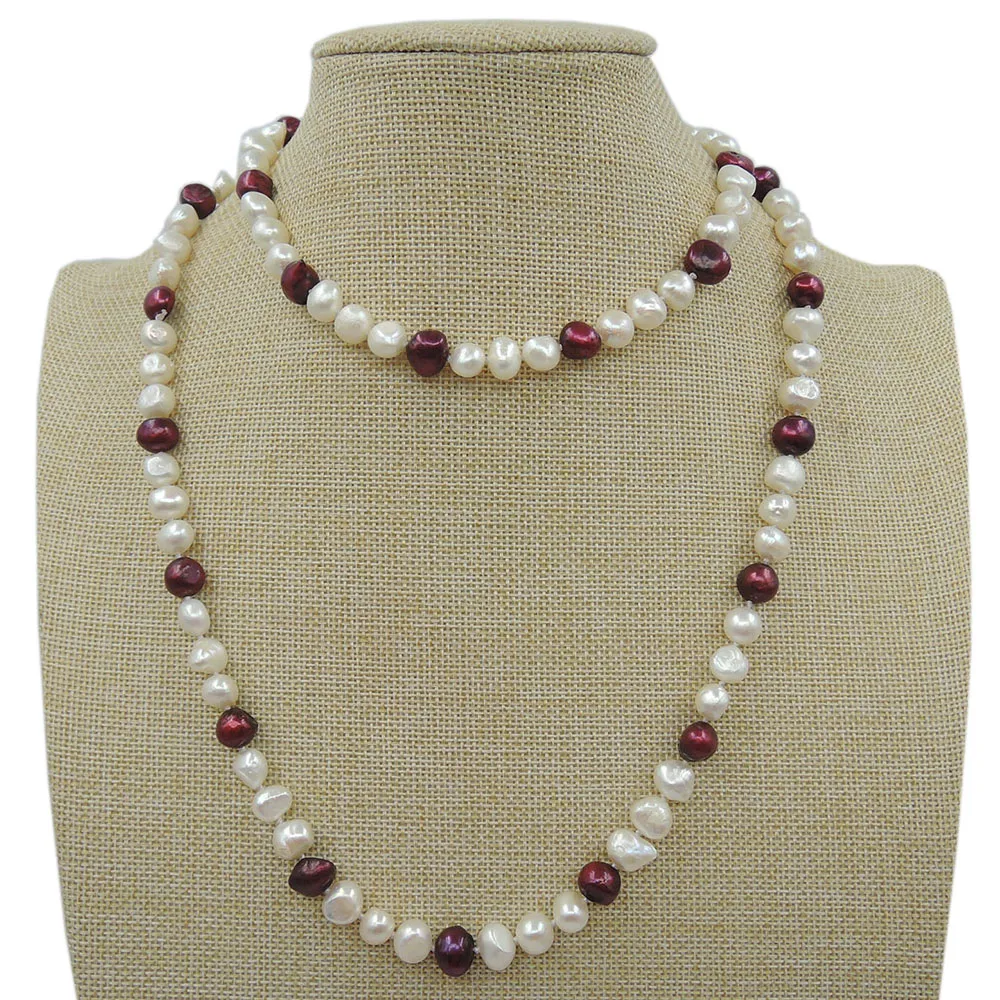 100% NATURE FRESHWATER PEARL LONG  NECKLACE-90 cm long necklace