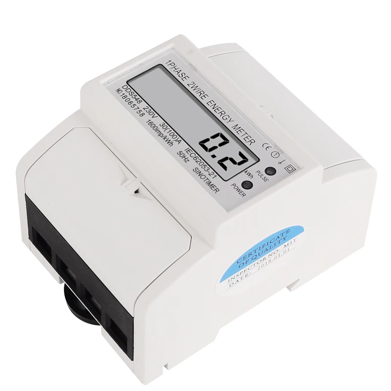 Wholesale Price load 30-100A 230VAC Single Phase 2 Wire Digital Wattmeter Electricity Cost Measuring Meter DIN Rail Mount