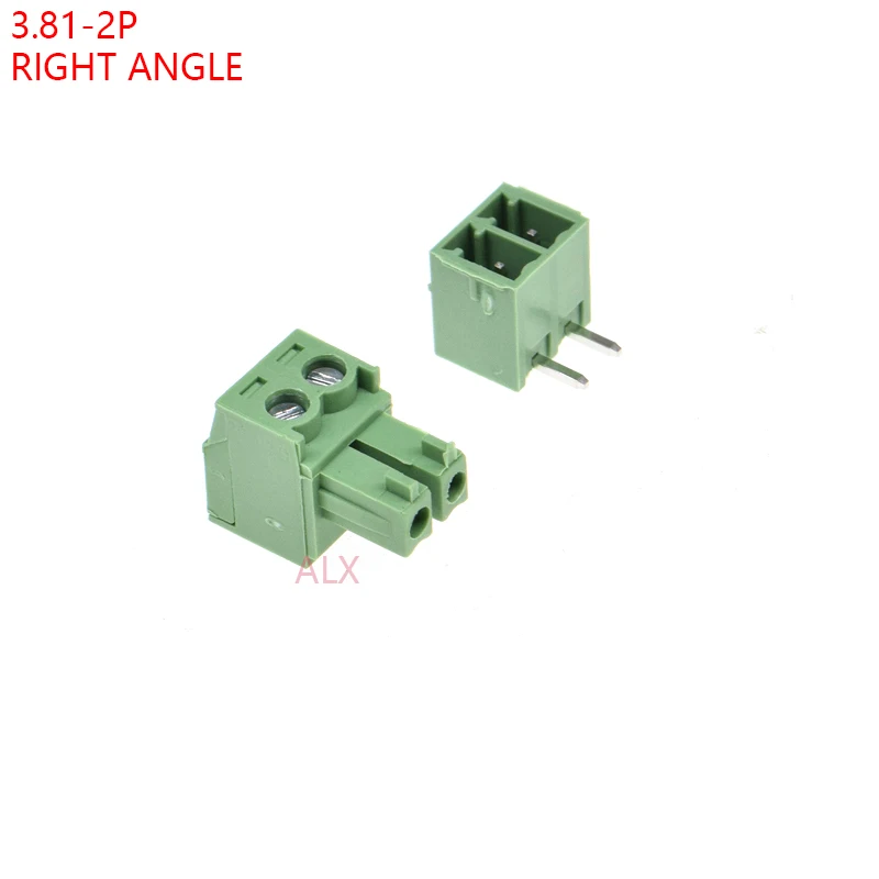 10SETS 15EDG 2pin 3.81MM pitch RIGHT ANGLE screw terminal block connector 3.81 2 pin PLUG + bending PIN HEADER SOCKET for pcb