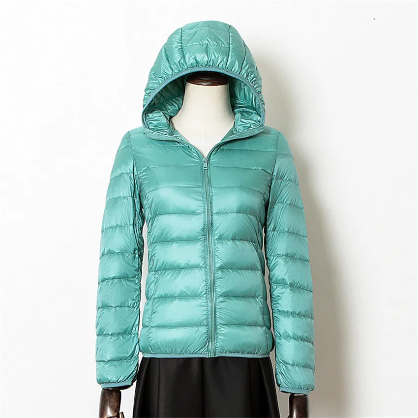 

2018 New Winter Slim Women White Duck Down Jackets Lady Light Thin Down Jacket Short Paragraph Down Coat Female Hooded Coats 410