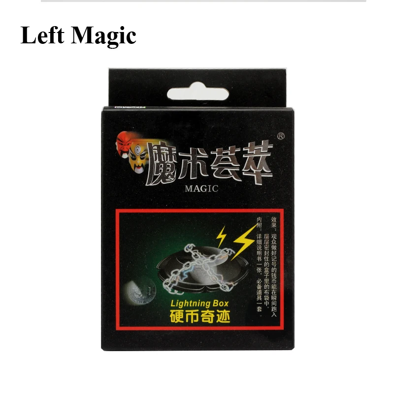 Lightning Box Magic Tricks Black Miracle Appearing Coin Close Up Stage Magic Tricks Coin Penetration Good Quality Coin Magic