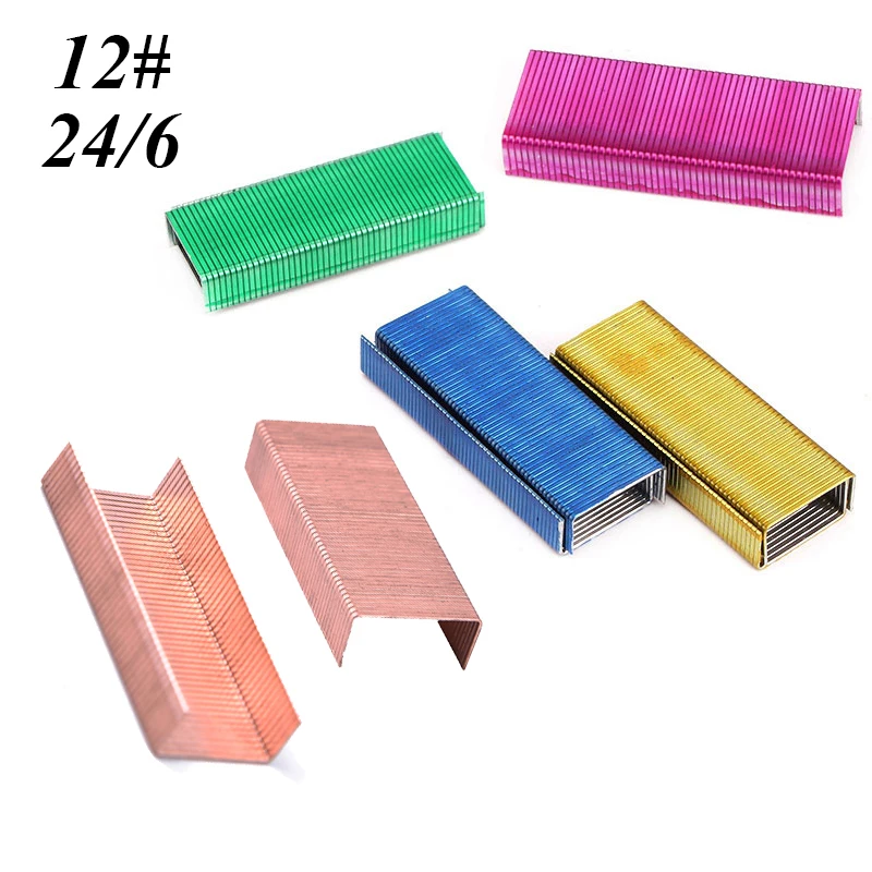 Colorful Stapler Book Staples Stitching Needle  Rose Gold Staples 1.2 cm 12# 24/6  Book Staples Office Supplies