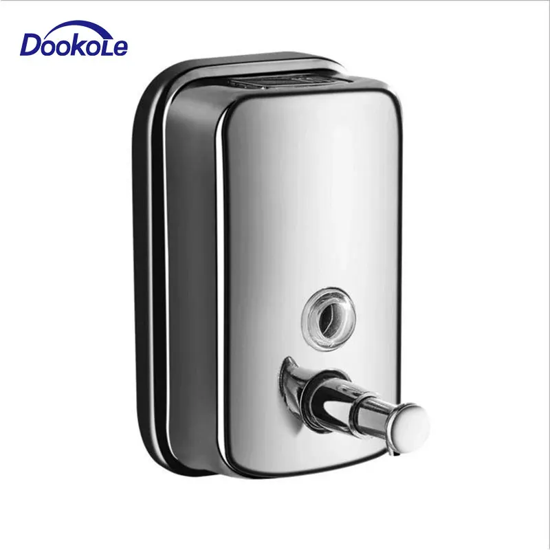 Bathroom wall-mounted manual soap dispenser,Stainless steel kitchen dish soap container 500ml/800ml/1000ml