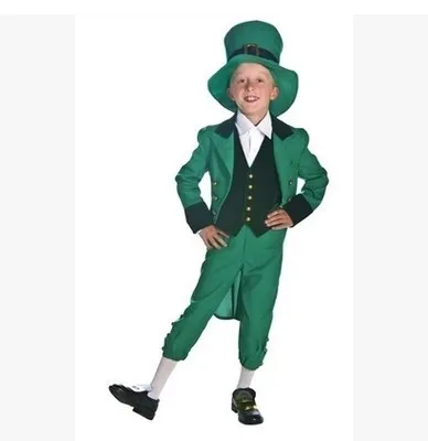 Kids Cosplay Costume Children Adult Green Elf Costume Halloween Party Ireland Goblin Costumes Outfit Fancy Cosplay