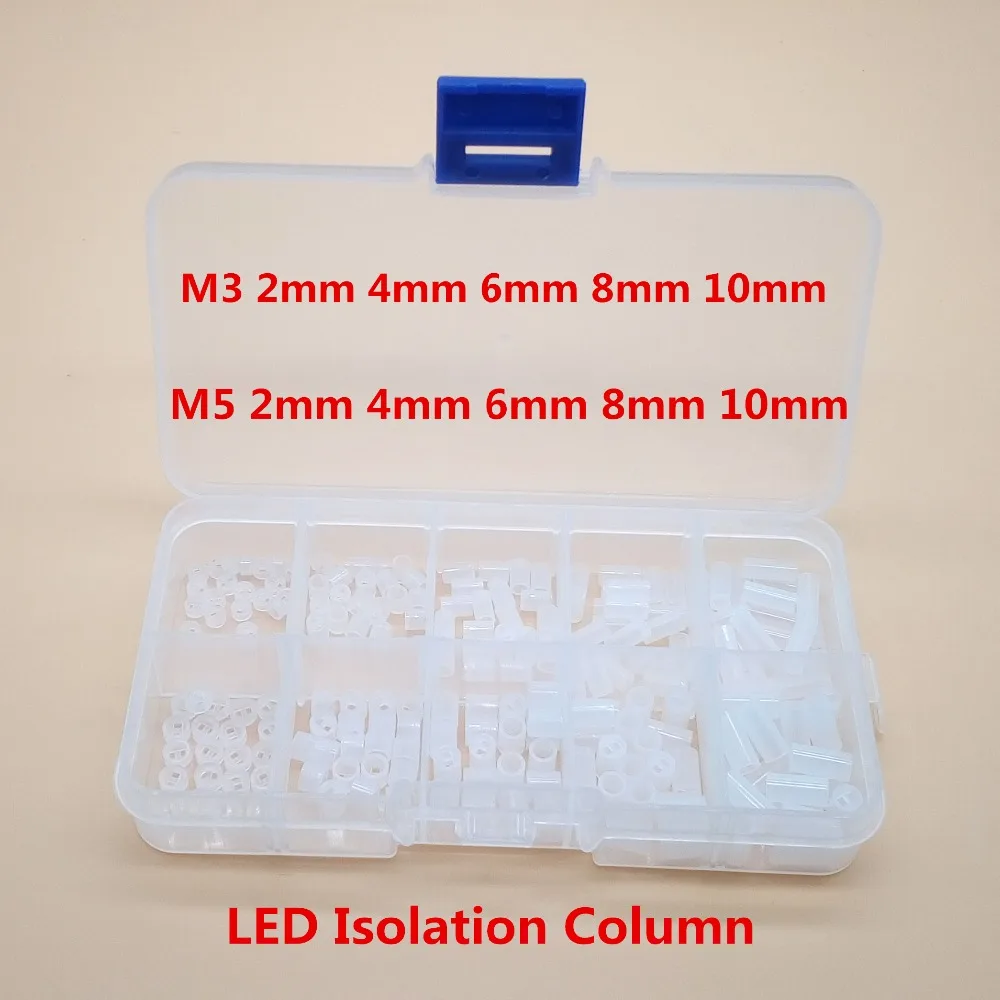 

200PCS M5 M3 LED Hollow Pillar Round Isolation Column Round Plastic Spacer Shim Washers 2mm 3mm 4mm 5mm 6mm 7mm 8mm 10mm 16mm