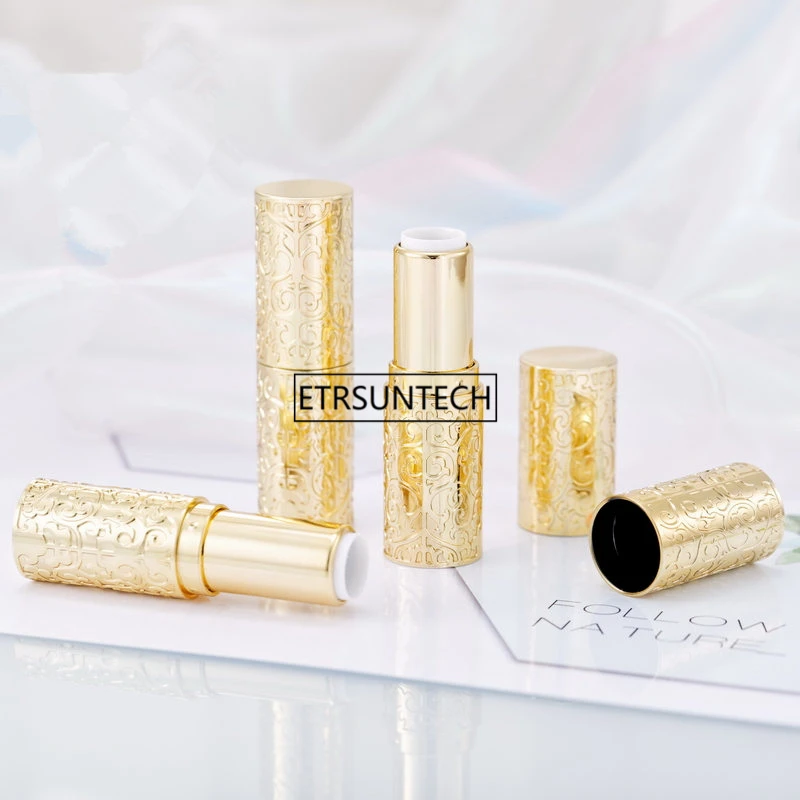 100pcs Empty Luxury Gold Lipstick Tube, Square Plastic Lip Balm Tube/Case, DIY Lipstick Cosmetic Container F2344