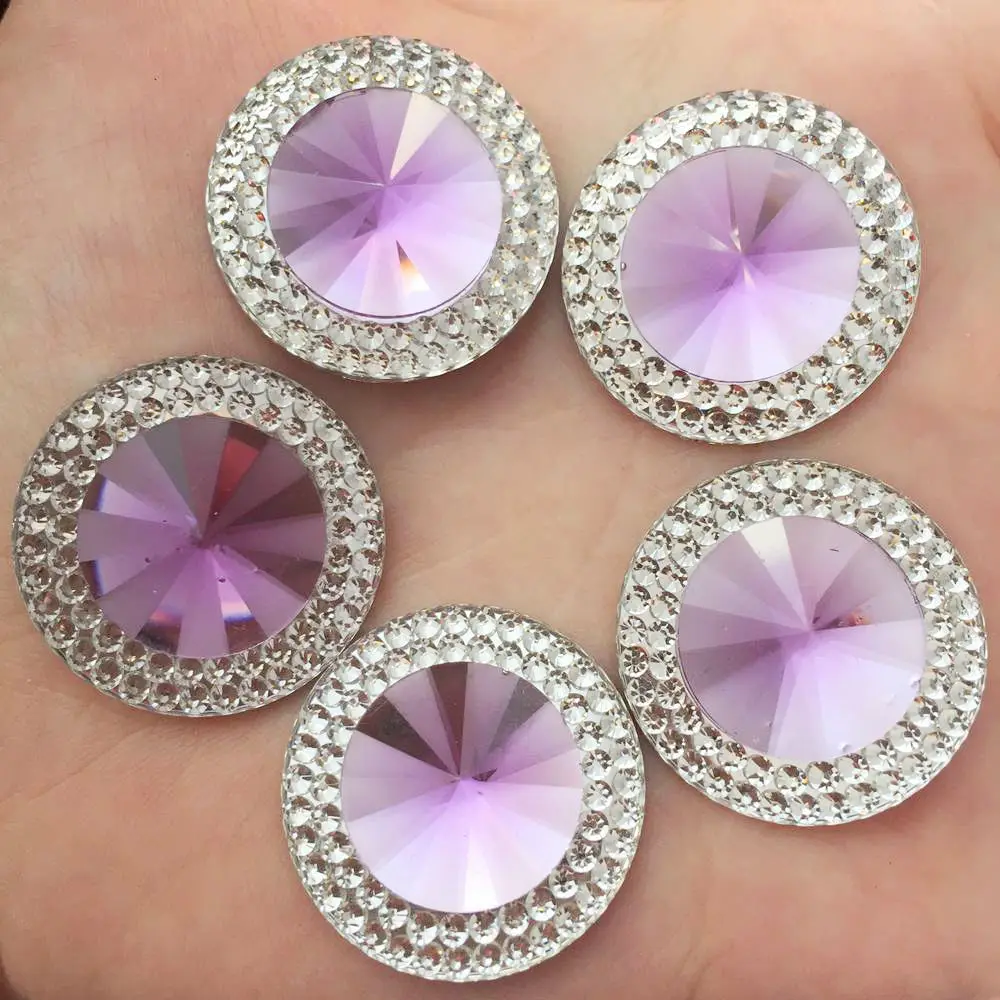 16PCS shiny Resin 25mm Round Flat back rhinestone scrapbook DIY Wedding applique ornament Crafts SW47