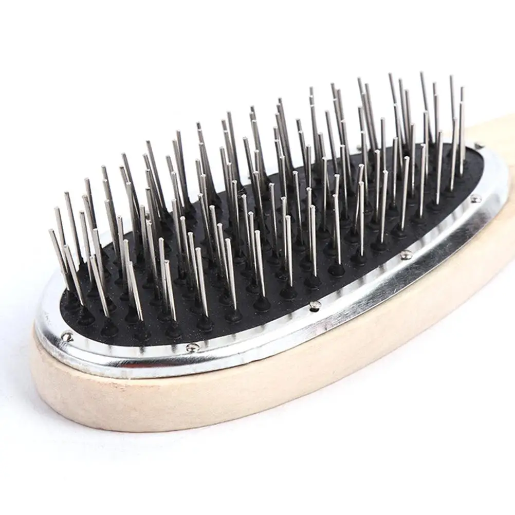 Wholesale 1 Pcs Steel Tooth Plastic Brushes Wood Comb Wig Hair Brush Anti-Static For Mannequin Head