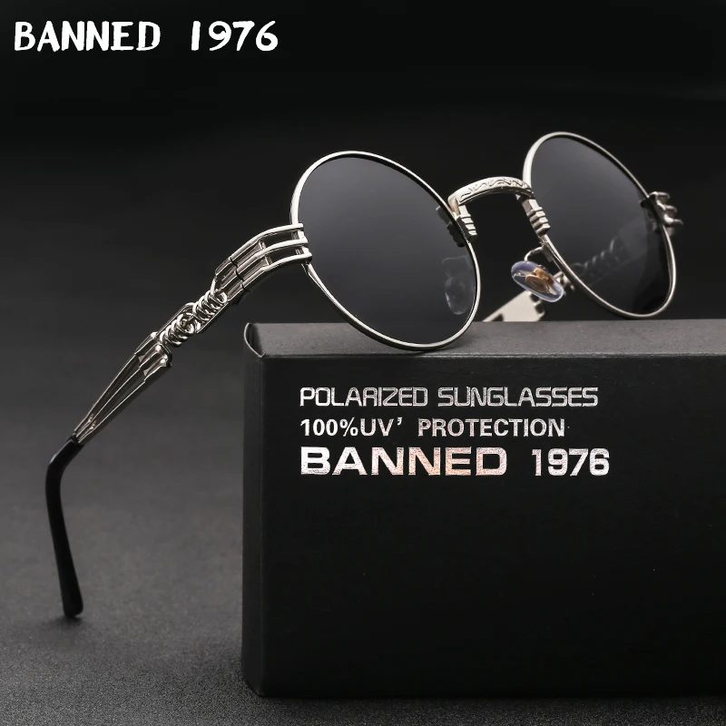 Spolaryzowane gotyckie okulary przeciwsłoneczne w stylu Steampunk mężczyźni kobiety moda marka projektant Vintage okrągłe odcienie metalowa rama okulary óculos