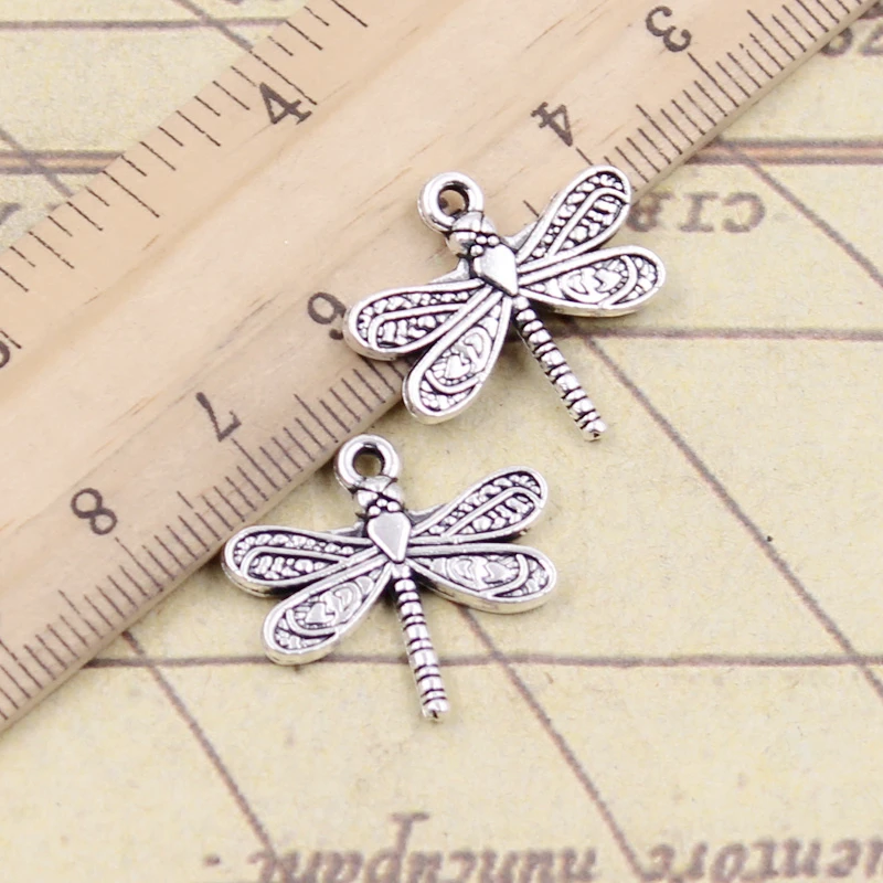 20pcs Charms Dragonfly 21x19mm Tibetan Bronze Silver Color Pendants Antique Jewelry Making DIY Handmade Craft