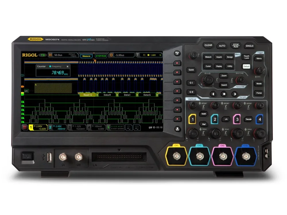 Rigol MSO5074-4 채널, 70 MHz 디지털 및 혼합 신호 오실로스코프, 옵션 MSO5000-BND, 2RL, BWOT3