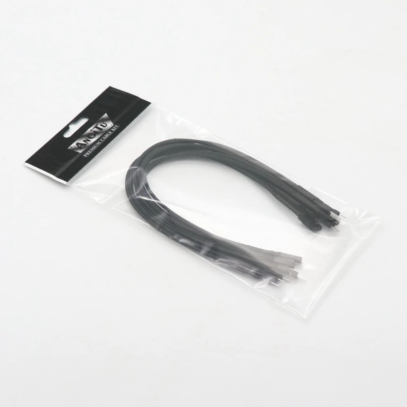 Angitu Front Panel +P, -P, Reset, Power SW, HDD, Speaker PC Motherboard Boot Cable Single Sleeved Extension Cable Kit-30cm