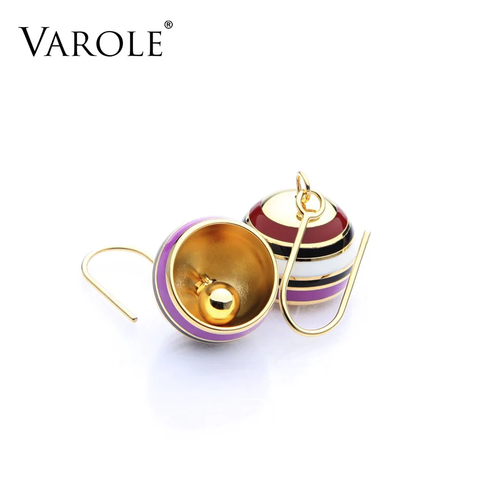Gold Tone Enamel Bell Dangle Drop Earrings for Women