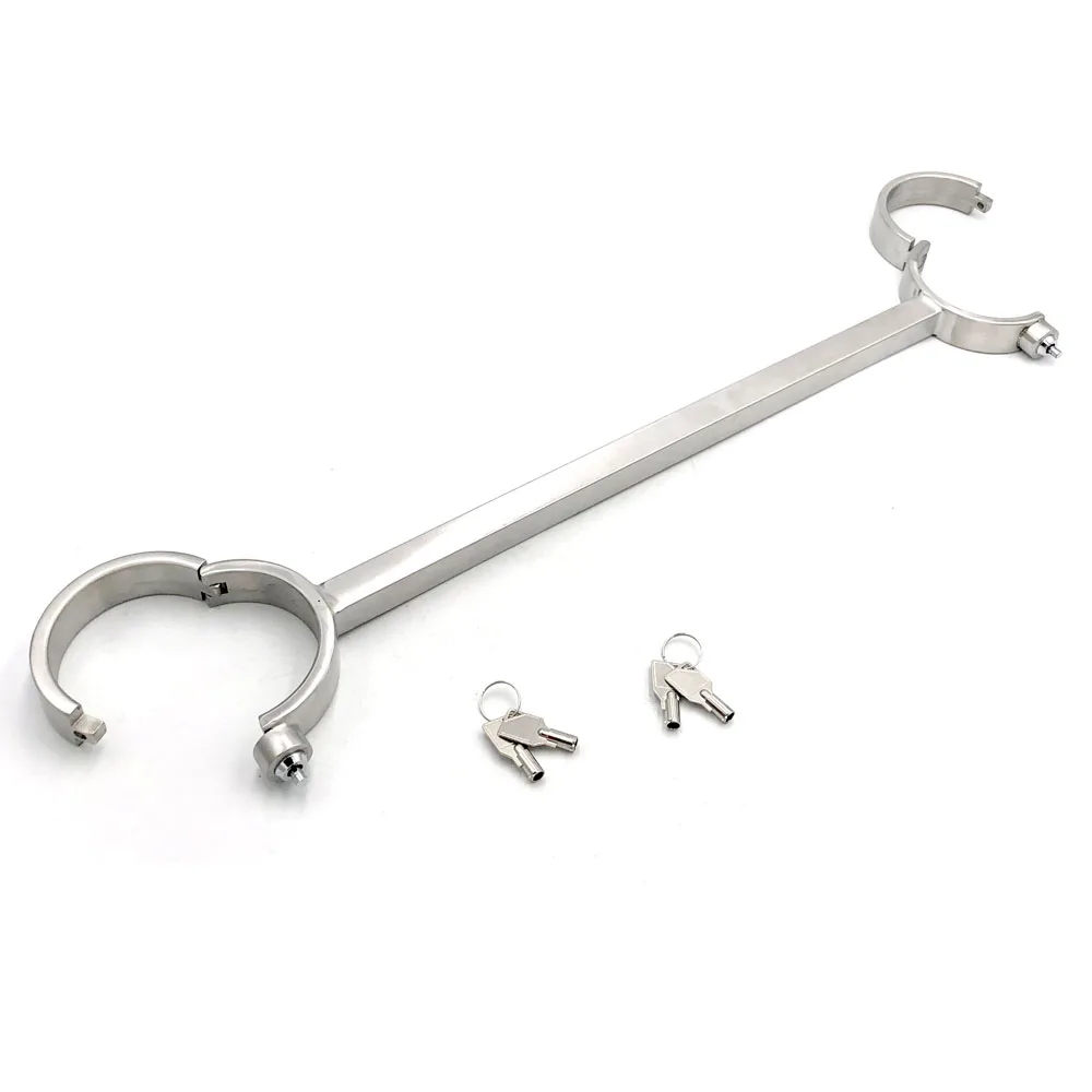 Lockable Ankle Cuffs Stainless Steel Leg Bondage Spreader Bar Legcuffs BDSM Tools Sex Toys For Couples Woman Adult Games