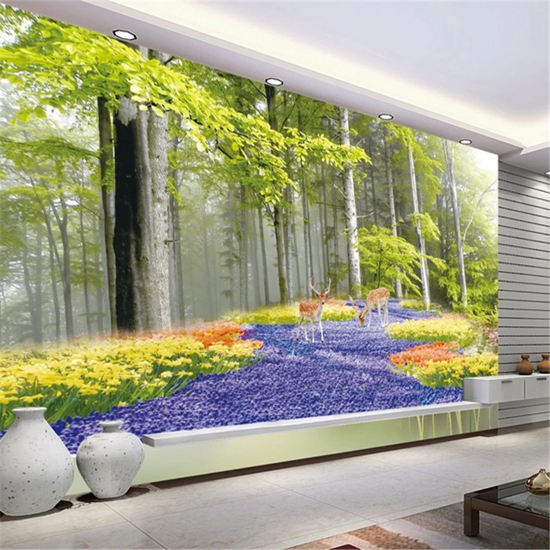 Custom papel pintado Forest photo wallpaper for living room background Stickers wall paper papel de parede 3d Home Decoration