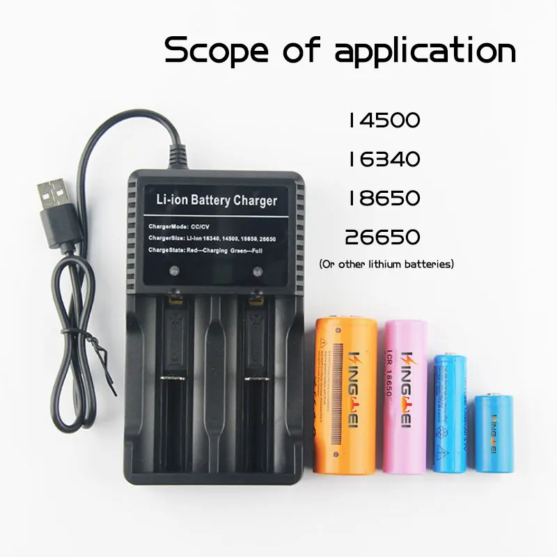 Bán 1 Cái Kingwei 306 Đầu Ra USB Đôi Pin Sạc 26650 18650 14500 CR123A Pin Lithium 3.7V