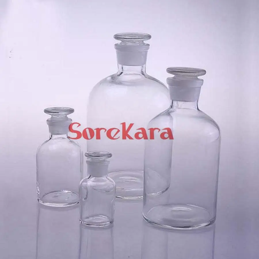 250ml Glass Reagent Bottle With Ground-in Glass Stopper Narrow Mouth Transparent Glass Bottle