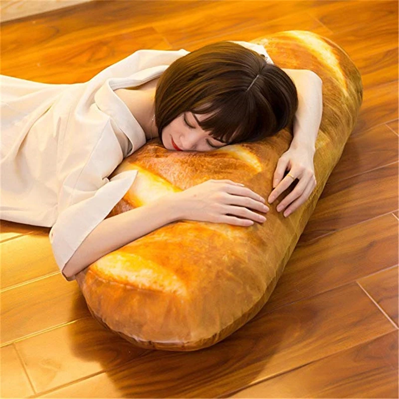 Funny 3D Simulation Snack Bread Shape Pillow Soft Lumbar Cushion Plush Stuffed Toy Oblong Pillow Unique Gift For Friends